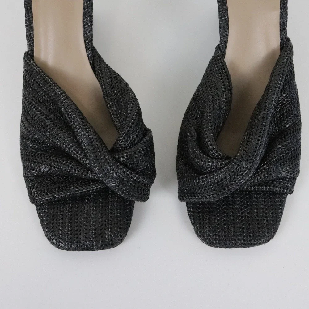 Anthropologie Silent D Katia Black Woven Wedge Sandals 41 10 Black Raffia